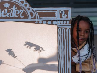 girl performing shadow theatre