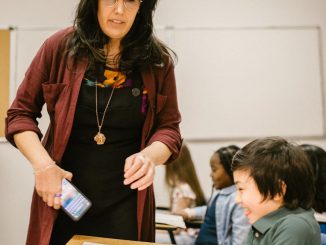 teacher scolding her student