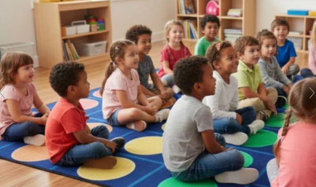 Rainbow Reverie Grid and Dots Seating Rug