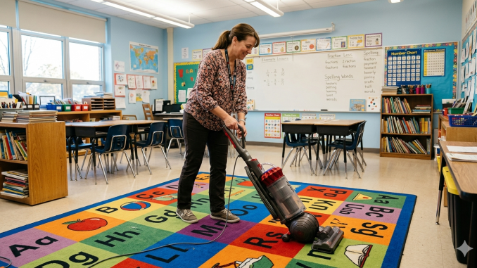 vacuuming your classroom rug