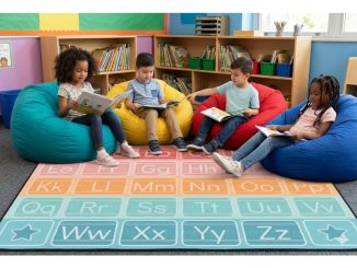 Chalkboard Alphabet Pastel Rug