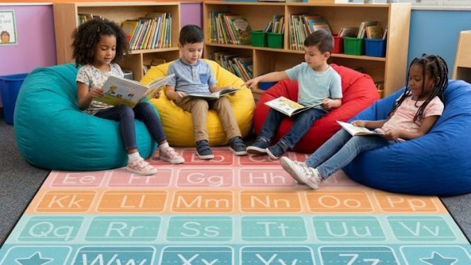 Chalkboard Alphabet Pastel Rug